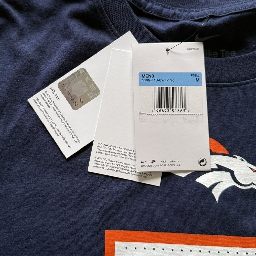 Nike NFL Denver Broncos Russell Wilson #3 Football T Shirt Mens M Navy Blue NWT - Picture 5 of 7